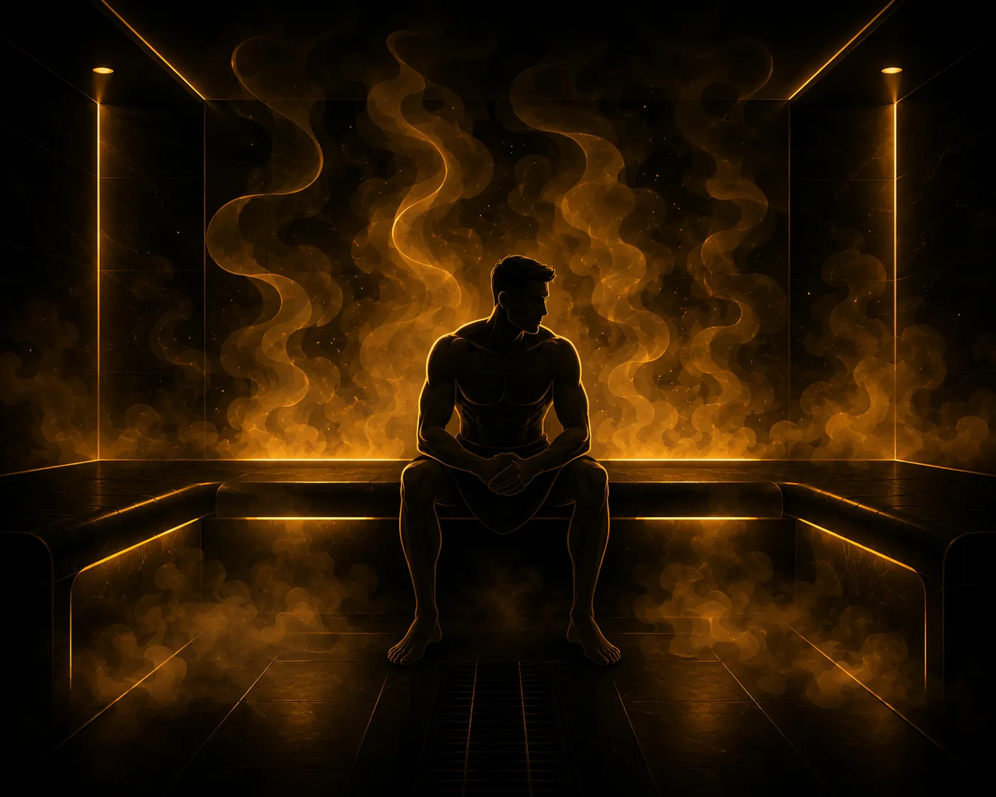 Athlete in Steam Room